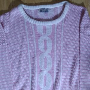 Vintage GFC Pink Geometric Pattern Crewneck Sweater